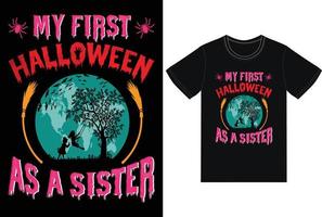 Halloween Sister T-Shirt Design. vector