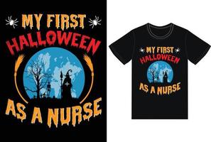 Crazy Halloween Nurse T-Shirt Design. vector