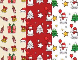 Set of three different christmas pattern collection with elements vector