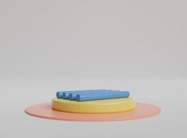 Empty cylinder podium on minimal background. Abstract minimal scene with geometrical forms. Design for product presentation. 3D rendering. photo