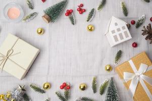 Christmas gifts box decorations background photo