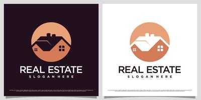 inspiración para el diseño del logotipo inmobiliario con concepto de espacio negativo y elemento creativo vector
