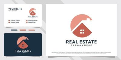 Real estate logo design inspiration with creative element and business card template vector