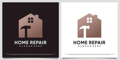 Home repair logo design template with hammer icon and creative element concept vector