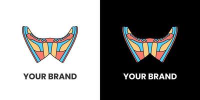 W Double Shoes Logo minimalist brand identity design Family teamwork coworkers emblems logotype symbols. vector