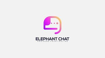 simple elephant logo design combination with chat symbol vector