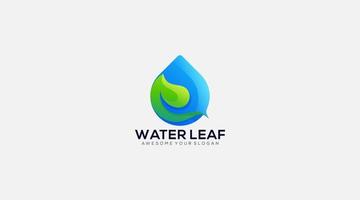 hoja verde con ilustración de diseño de logotipo de vector de gota de agua