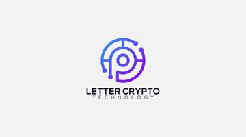 Crypto coin vector logo design template with initial letter P