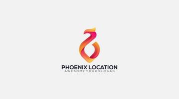 vector creativo de phoenix como un diseño de logotipo de localizador de puntos pin