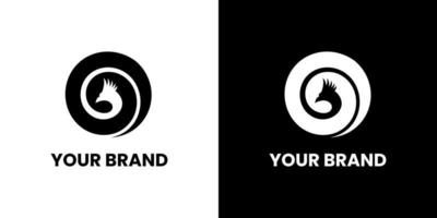 Dragon circle Logo design minimalist brand identity Family teamwork coworkers emblem sign symbol logotype. vector