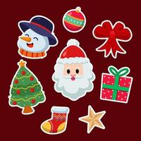 Hand drawn christmas characters and elements sticker vector