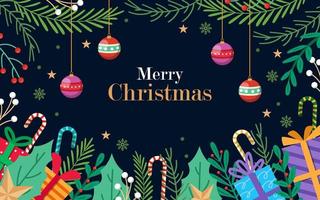 Christmas background flat with hand drawn elements vector