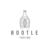 Bottle leaf line logo icon design template vector