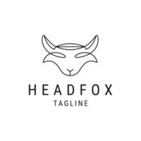vector plano de plantilla de diseño de logotipo de línea de cabeza de zorro