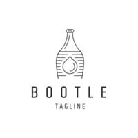 vector plano de plantilla de diseño de icono de logotipo de línea de gota de botella