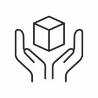 hands holding box outline icon vector