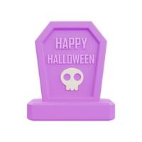 Happy Halloween with grave isolated on white background, traditional october holiday, 3d rendering. photo