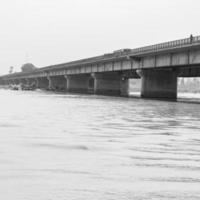 Ganga as seen in Garh Mukteshwar, Uttar Pradesh, India, Ganga is believed to be the holiest river for Hindu, View of Garh Ganga Brij ghat which is famous religious place for Hindu - Black and White photo