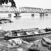 Ganga as seen in Garh Mukteshwar, Uttar Pradesh, India, Ganga is believed to be the holiest river for Hindu, View of Garh Ganga Brij ghat which is famous religious place for Hindu - Black and White photo