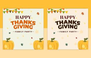 Happy Thanks Giving Day post Template, set of thanksgiving Social Media Post Designs, pumpkin illustration card, Trendy set of vector cards,  Thanksgiving Cards Collection