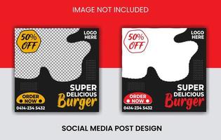Food social media post design, Burger web banner with color variation templates, vector