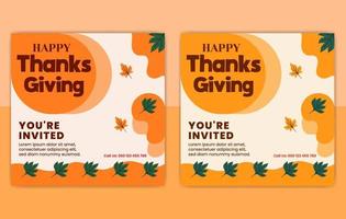 Happy Thanks Giving Day post Template, set of thanksgiving Social Media Post Designs, pumpkin illustration card, Trendy set of vector cards,  Thanksgiving Cards Collection