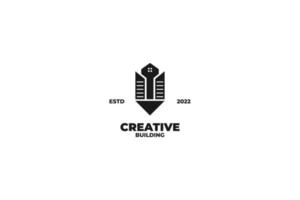 Creative pencil with building logo design vector illustration