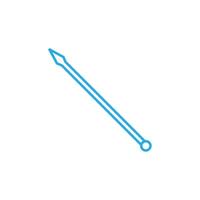 eps10 blue vector spear outline icon isolated on white background. Medieval spear weapon with pointed head symbol in a simple flat trendy modern style for your website design, logo, and mobile app