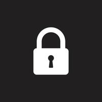 eps10 white vector security padlock solid art icon isolated on black background. closed lock filled symbol in a simple flat trendy modern style for your website design, logo, and mobile application