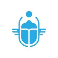 eps10 vector azul escarabajo egipcio escarabajo icono de arte sólido aislado sobre fondo blanco. escarabajo alado y símbolo de sol en un estilo moderno y sencillo para el diseño de su sitio web, logotipo y aplicación móvil
