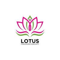 Lotus logo design with freedom concept vector