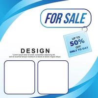 Template design for promotional media with geometric style in blue color vector