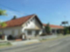 Defocused abstract background of a house with jengki architecture. Typical Indonesian architecture that symbolizes Indonesian independence. Ancient architecture in pragaan area photo