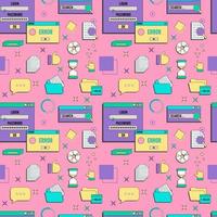 Vaporwave UI and UX elements seamless pattern. PC retro game frame. Nostalgic style 70s, 80s, 90s. vector