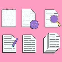 Set of document icons. Nostalgic style 70s, 80s, 90s. vector