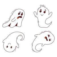 Spooky halloween ghosts. Spooky poltergeist. Halloween scary ghostly monsters. Halloween elements. Trick or treat concept. vector