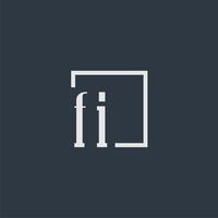 FI initial monogram logo with rectangle style dsign vector