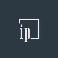 IP initial monogram logo with rectangle style dsign vector