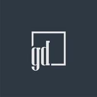 GD initial monogram logo with rectangle style dsign vector