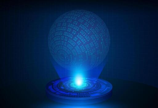 Modern Globe Holographic Projector on Technology Background vector