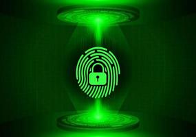 Modern Holographic Lock Projected on Technology Background vector