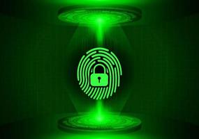 Modern Holographic Lock Projected on Technology Background vector