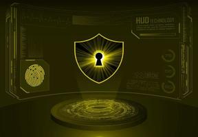 Modern Holographic Lock Projected on Technology Background vector