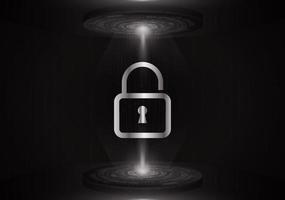 Modern Holographic Lock Projected on Technology Background vector