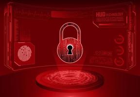 Modern Holographic Lock Projected on Technology Background vector