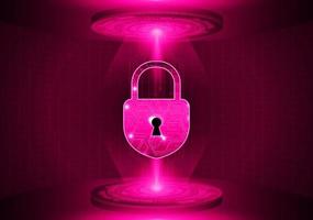 Modern Lock Holographic Projector on Technology Background vector