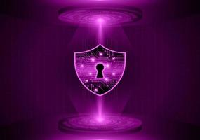 Modern Lock Holographic Projector on Technology Background vector