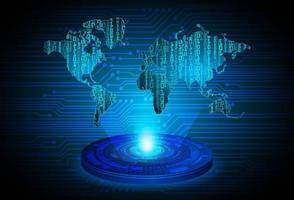 Proyector holográfico de mapa mundial de globo moderno sobre fondo de tecnología vector
