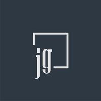 JG initial monogram logo with rectangle style dsign vector