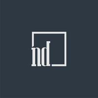ND initial monogram logo with rectangle style dsign vector